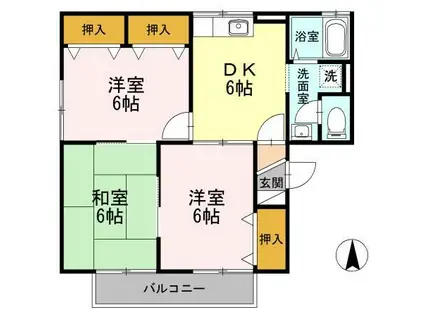グリーンハイツ小山A棟(3DK/2階)の間取り写真