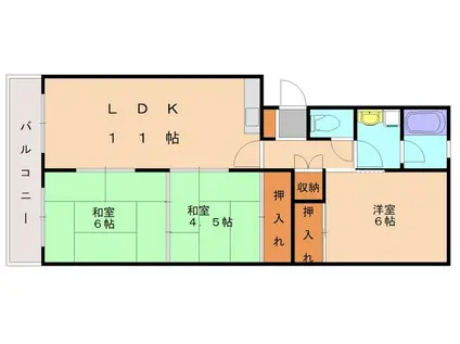 レジデンス和白I(3LDK/3階)の間取り写真