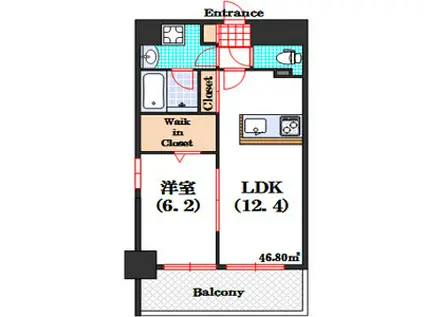 リンデンプラザ心斎橋(1LDK/8階)の間取り写真