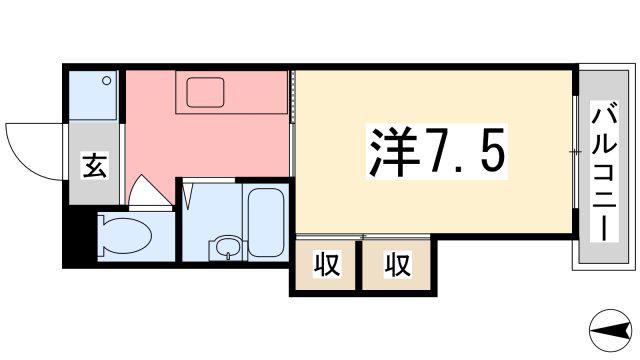 メゾンジュネス(1K/1階)の間取り写真
