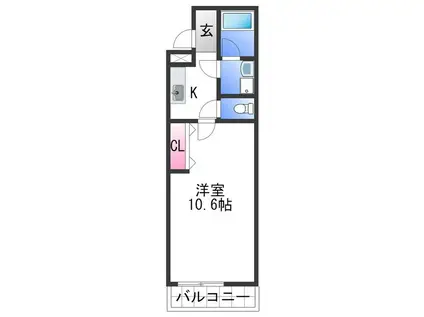 ティエラハウス西小二里(1K/2階)の間取り写真