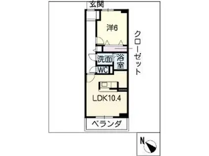 ヌーベルコリーヌII(1LDK/1階)の間取り写真