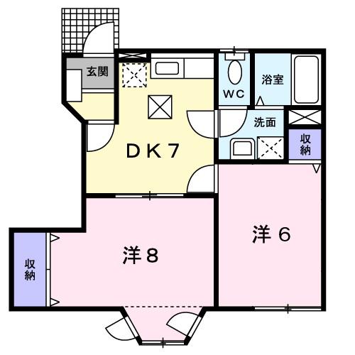 ラッフィナ-ト(2DK/1階)の間取り写真