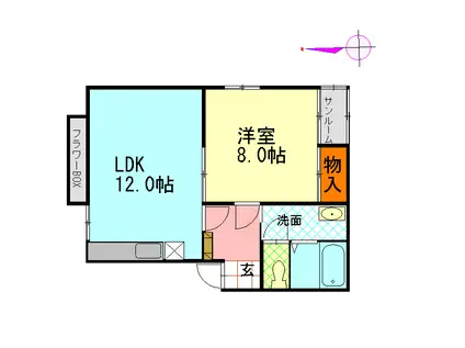 イーストハウス(1LDK/2階)の間取り写真