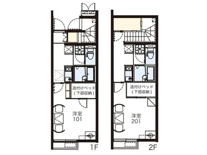 レオネクストフォルティッシモ(1K/1階)の間取り写真
