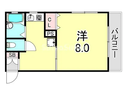 ラックコウベ(1K/1階)の間取り写真