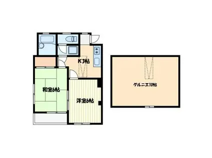 三和ハイツ(2K/2階)の間取り写真