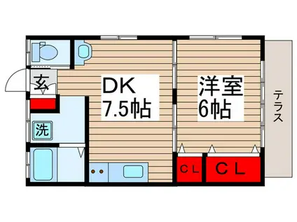第2メゾン若竹(1DK/1階)の間取り写真
