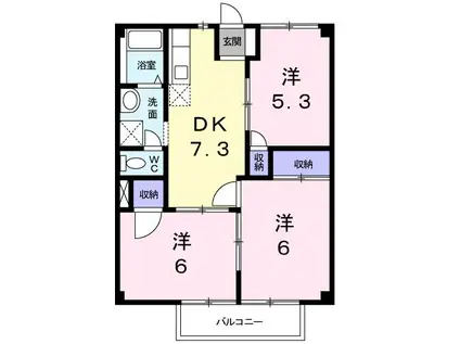 ラ・フォーレ西条A(3DK/1階)の間取り写真