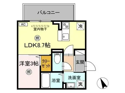 BRILLIA TWIN STAGE A棟(1LDK/3階)の間取り写真