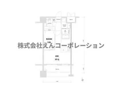 エンクレスト博多EXCEED(1LDK/4階)の間取り写真