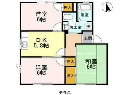 フレグランス・S A(3DK/1階)の間取り写真