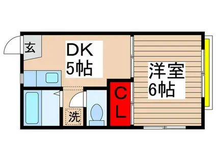 メゾン勝田台B棟(1DK/2階)の間取り写真