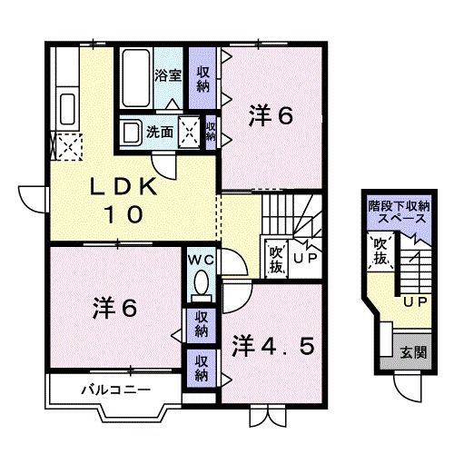 メゾン ソレイユB(3LDK/2階)の間取り写真