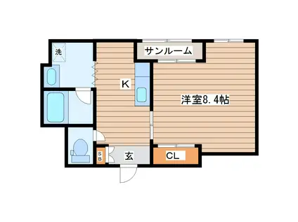 ファミールかんの(1K/4階)の間取り写真