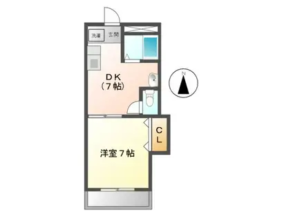 サウスヴィレッジ(1DK/2階)の間取り写真