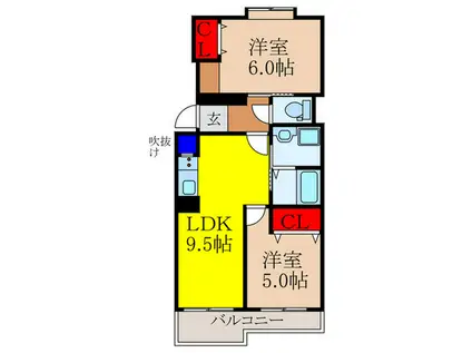 キャピタルハウス1ST(2LDK/2階)の間取り写真