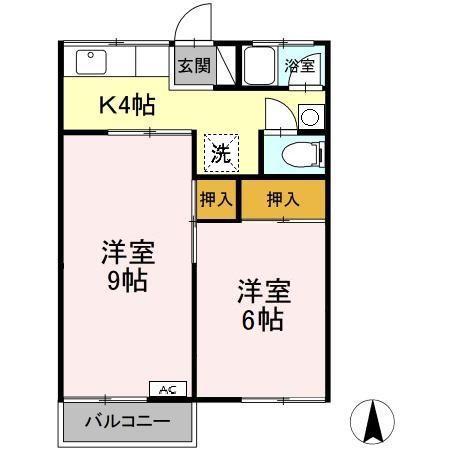 コーポ則竹(2K/1階)の間取り写真