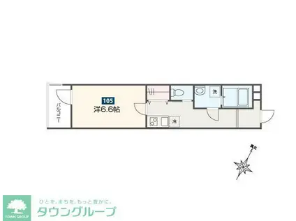 MELDIA福生III(1K/1階)の間取り写真