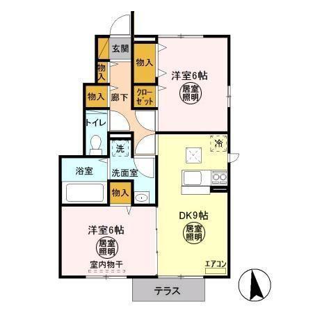 アクアパーム C(2DK/1階)の間取り写真