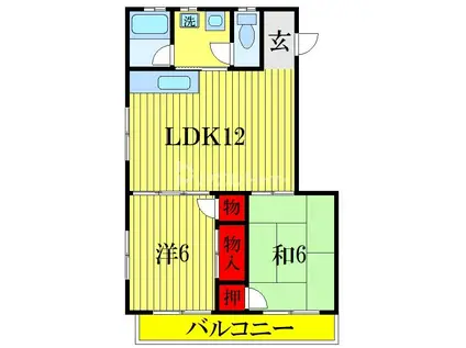 若草ハイツ(2DK/2階)の間取り写真