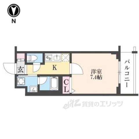 べラジオ雅び京都円町Ⅱ(1K/2階)の間取り写真