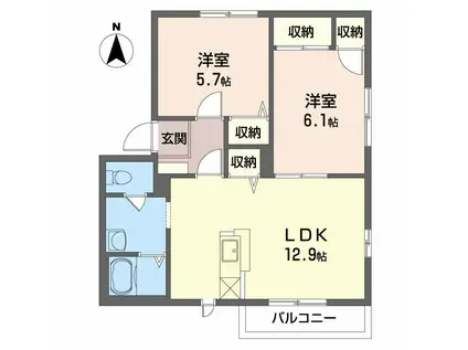 コートMT A・B棟(2LDK/2階)の間取り写真