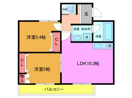 ISTANA KASHIWA(2LDK/1階)の間取り写真