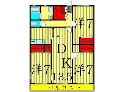 ユネックスパレス(3LDK/3階)の間取り写真