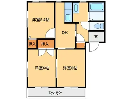 ラフィーネB(3DK/1階)の間取り写真