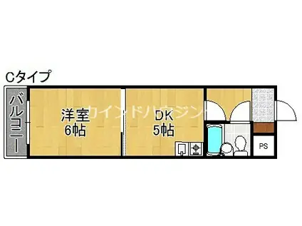 サニーコート粉浜(1DK/7階)の間取り写真