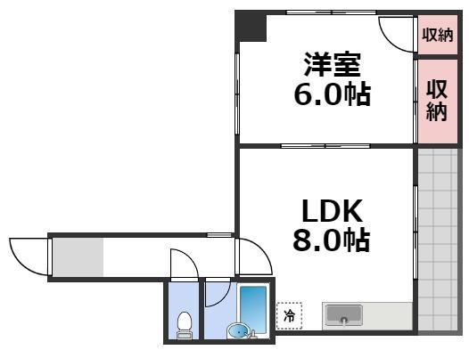 スマイルハイツ大今里西(1LDK/7階)の間取り写真