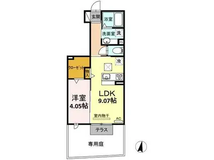 ルーチェ B(1LDK/1階)の間取り写真