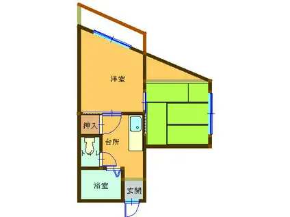 コーポ山北(2K/2階)の間取り写真