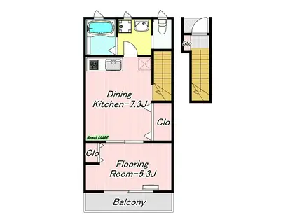 シュラインコート(1DK/2階)の間取り写真