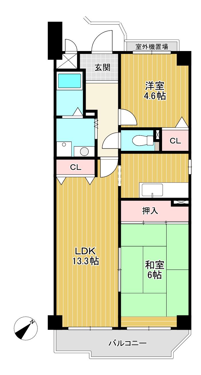 サンマンション南野(2LDK/2階)の間取り写真