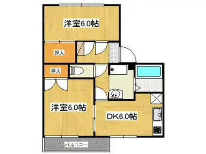 エステイト桐原(2DK/1階)の間取り写真