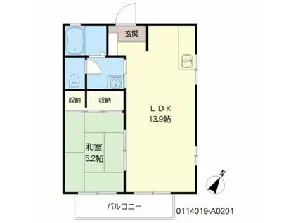 ディアス武岡(1LDK/2階)の間取り写真