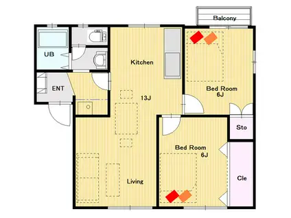 サン・ルミエール(2LDK/1階)の間取り写真