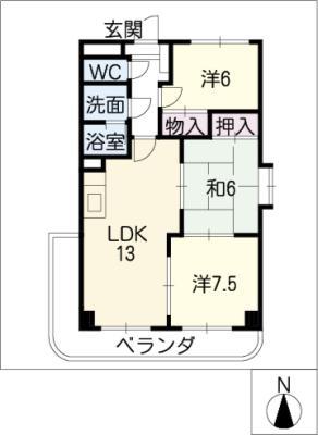 プレミール三郷(3LDK/7階)の間取り写真