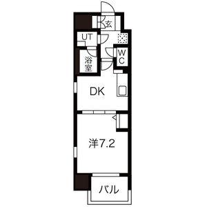 フローラル東別院(1DK/11階)の間取り写真