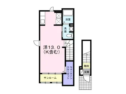 CHATEAU CALMEII(ワンルーム/2階)の間取り写真