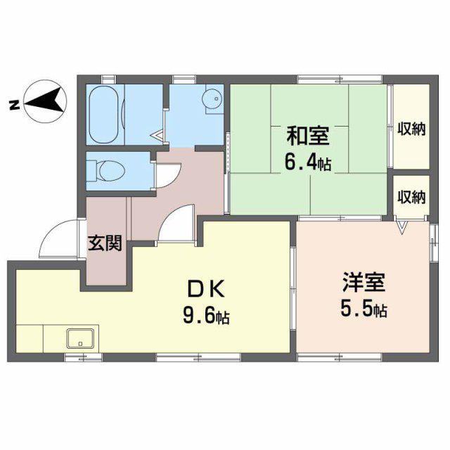 ハーティー黍田(2DK/1階)の間取り写真