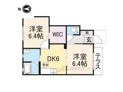 ラ・メゾン柿の木 A棟(2DK/1階)の間取り写真