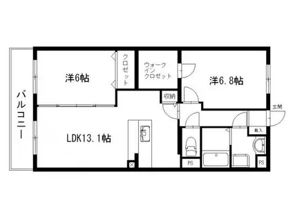フィオーレ(2LDK/2階)の間取り写真