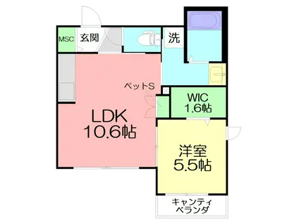 ISOLA(1LDK/2階)の間取り写真