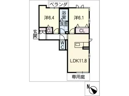 MODERATO(2LDK/1階)の間取り写真