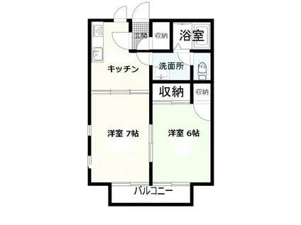 ムツミハイムA(2DK/1階)の間取り写真