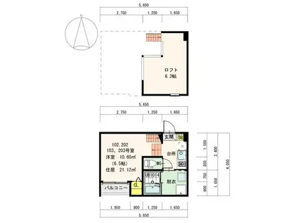 THE GREYHOUSE(1SK/1階)の間取り写真