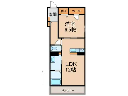 シャーメゾン黒田(1LDK/2階)の間取り写真